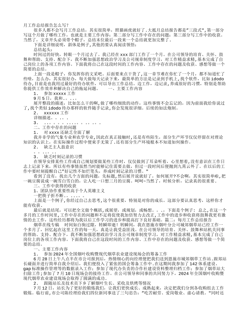 月度工作总结报告_第1页