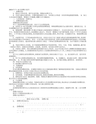 月度招聘计划表