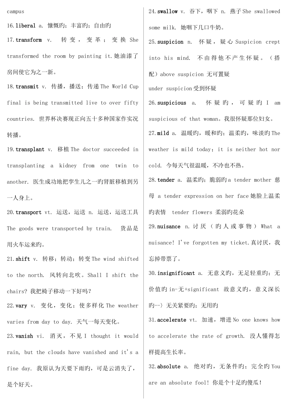 2025年陕西省专升本考试大学英语高频词汇表打印版_第3页