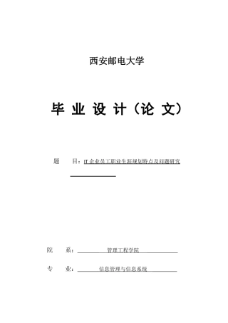 2025年it企业员工职业生涯规划特点及问题全套研究毕业论文
