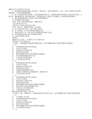 月护理工作计划11月份
