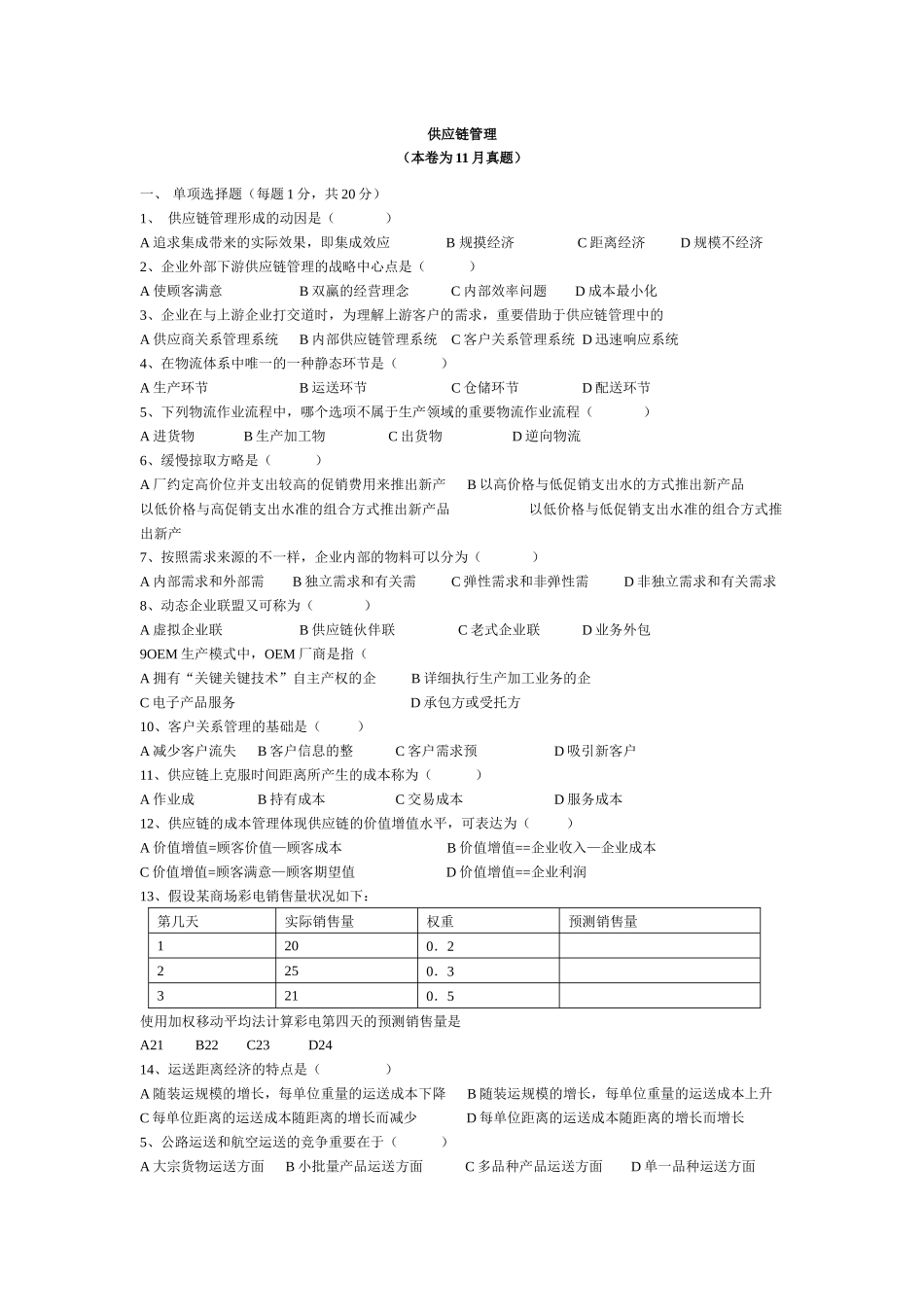 2025年供应链管理真题_第1页