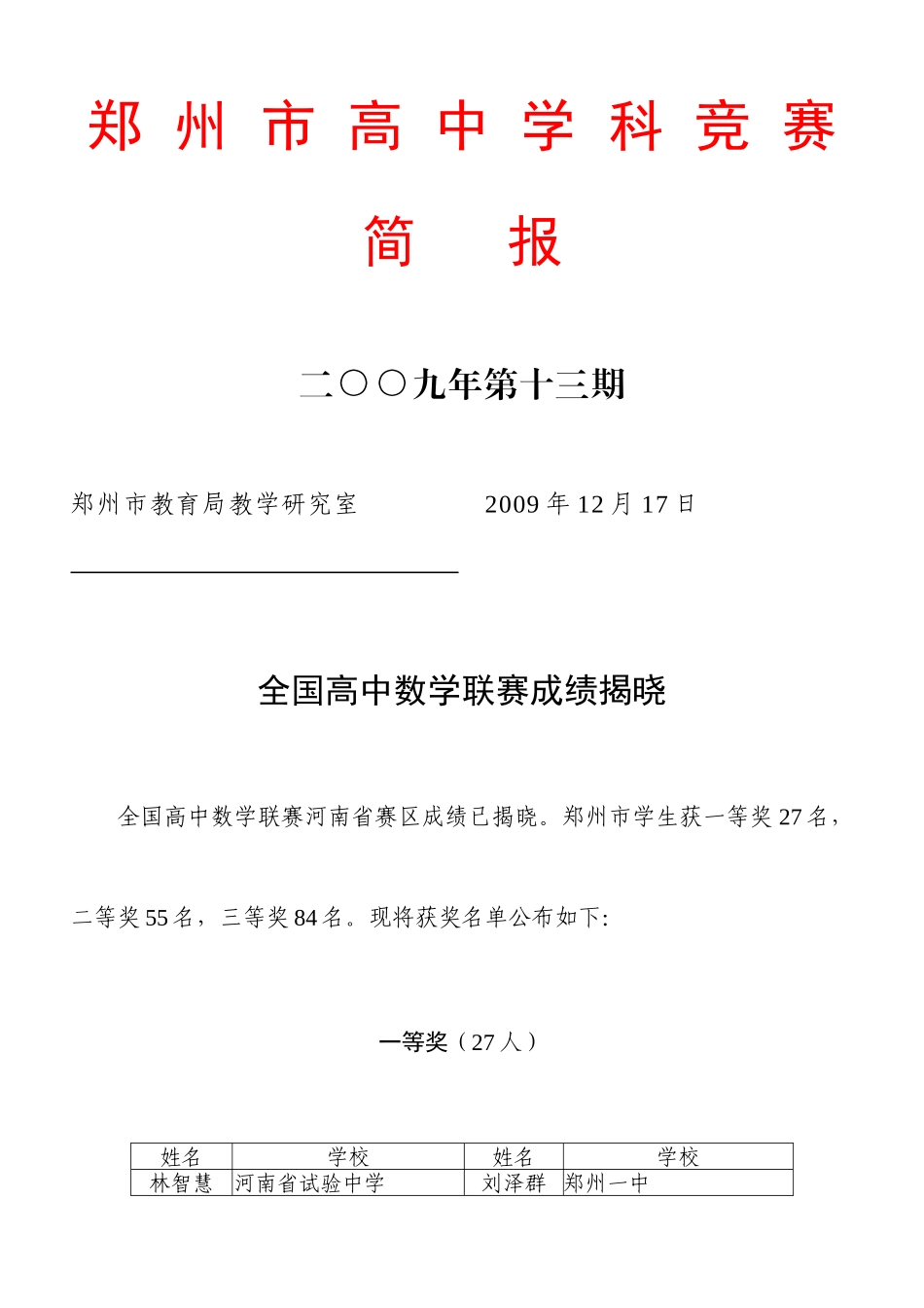 2025年郑州市高中学科竞赛_第1页