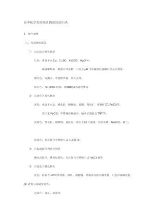 2025年高中化学常见物质物理性质归纳
