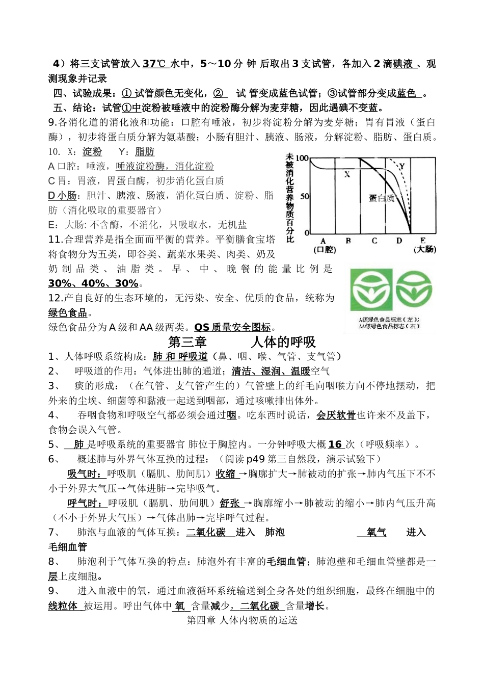 2025年七年级生物下册知识点整理版复习课程_第2页