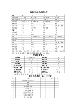 月经病评估量表