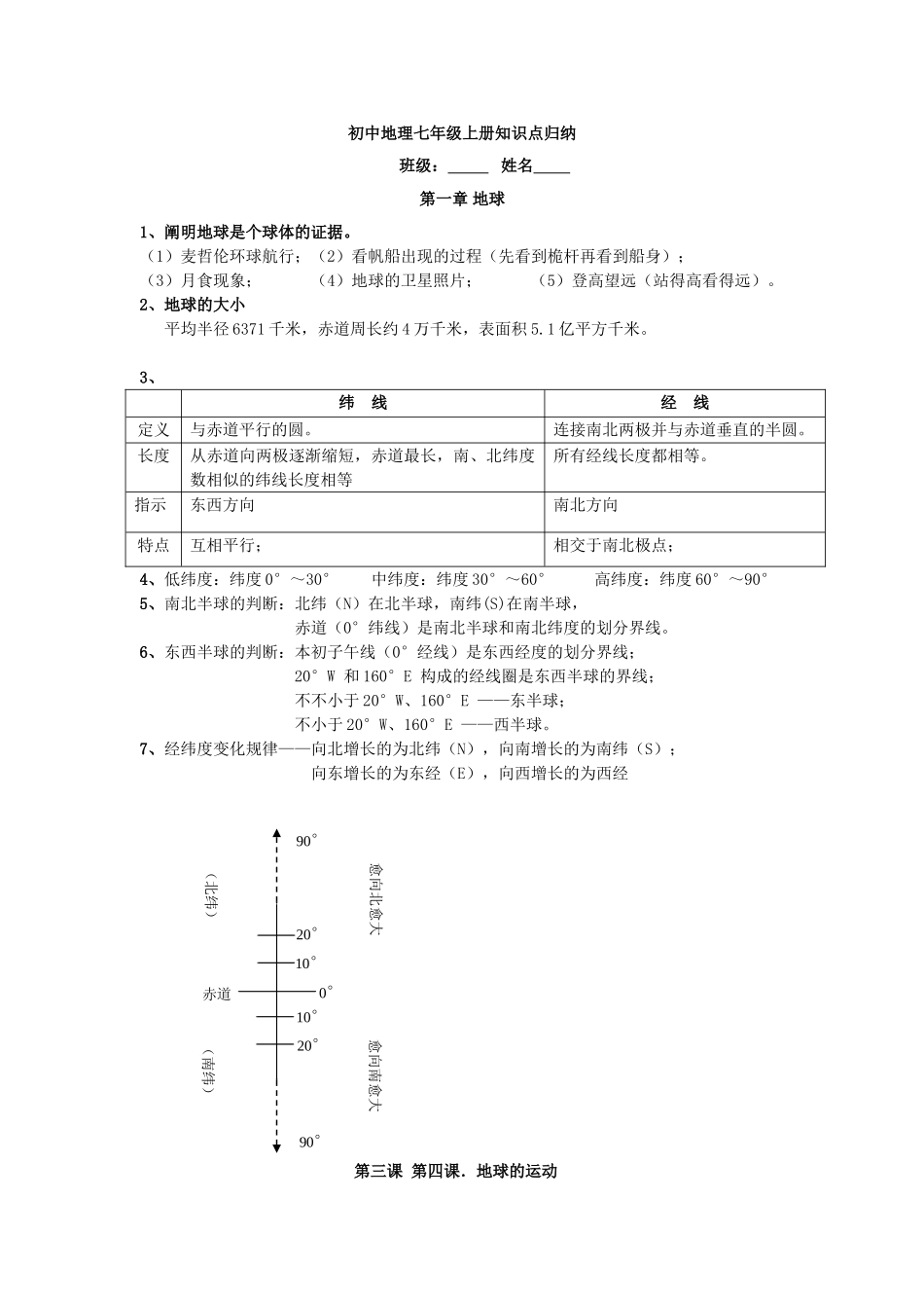 2025年人教版地理七年级上册知识点总结复习进程_第1页
