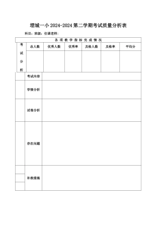 月考质量分析表