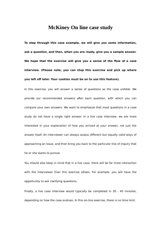 2025年麦肯锡招聘面试案例分析样题和答案英文