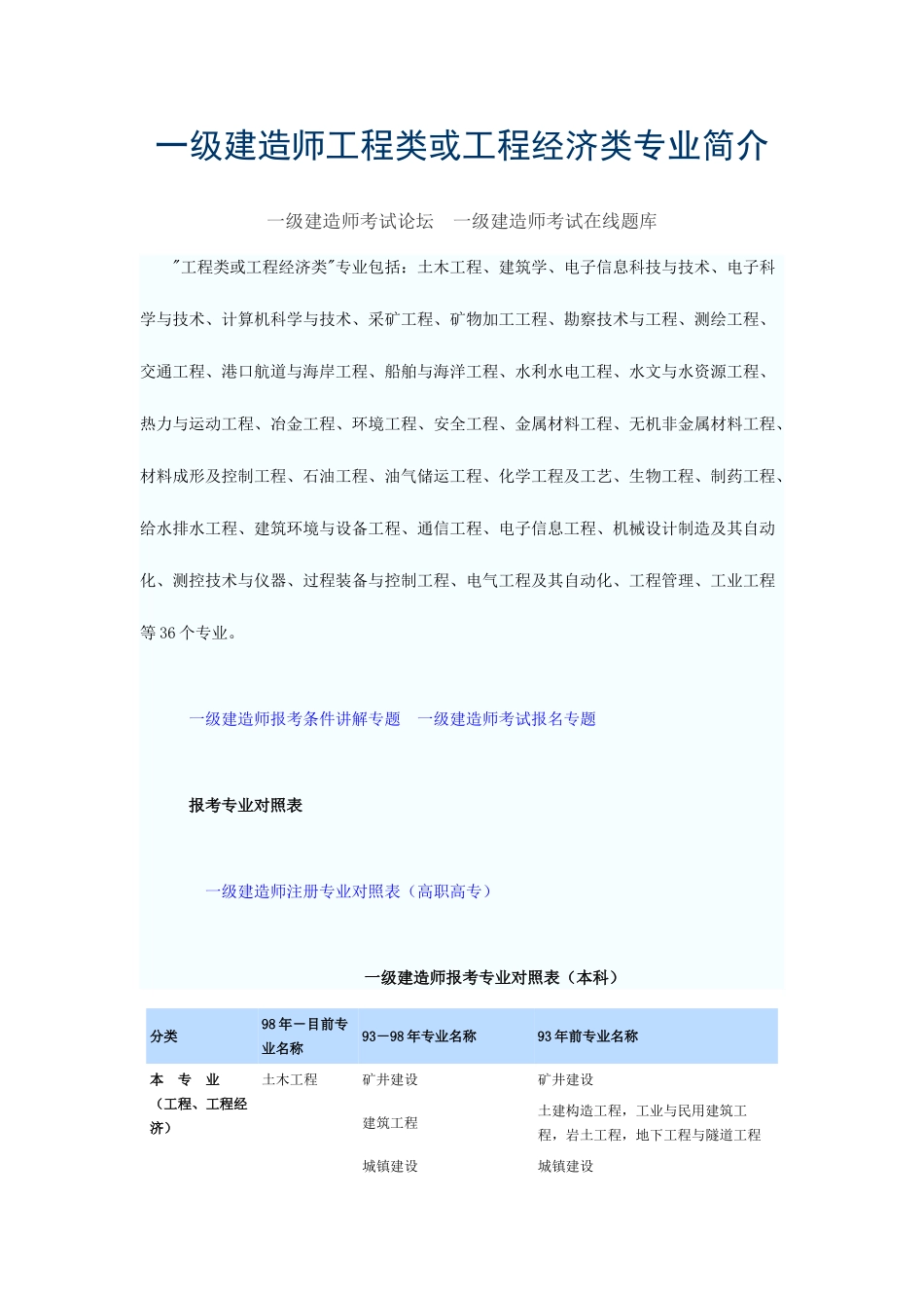 2025年一级建造师工程类或工程经济类专业介绍新编_第1页
