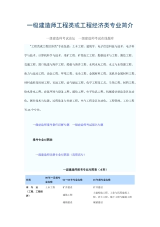 2025年一级建造师工程类或工程经济类专业介绍新编