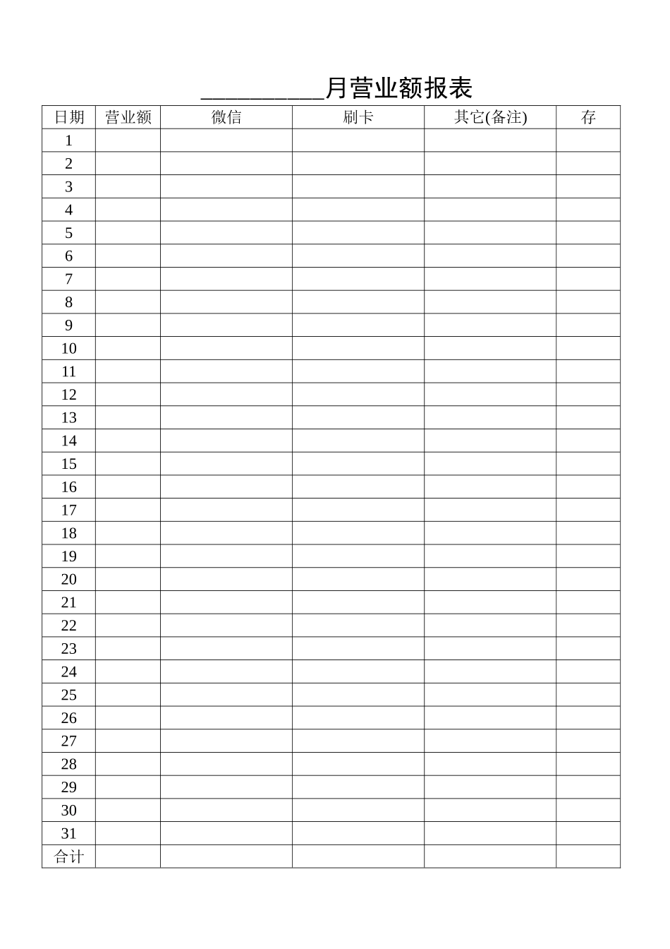 月营业额报表_第1页
