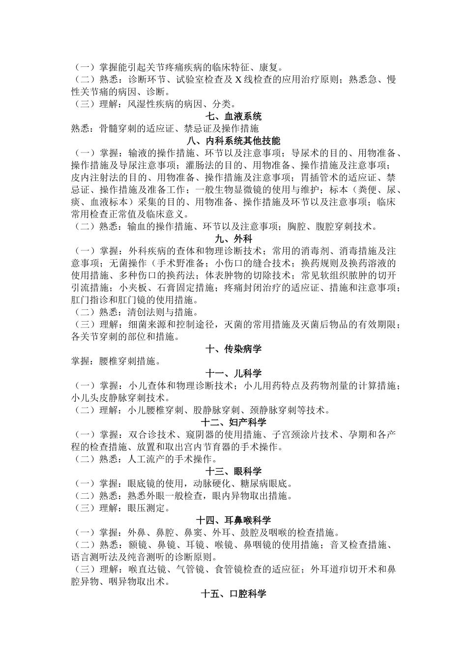 2025年全科医师技能考核大纲专科医师培训结业考试大纲_第3页