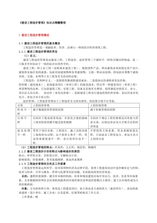 2025年《建设工程造价管理》知识点精华整理