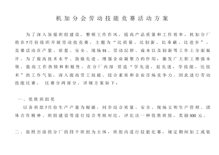 2025年机加分会劳动技能竞赛活动方案