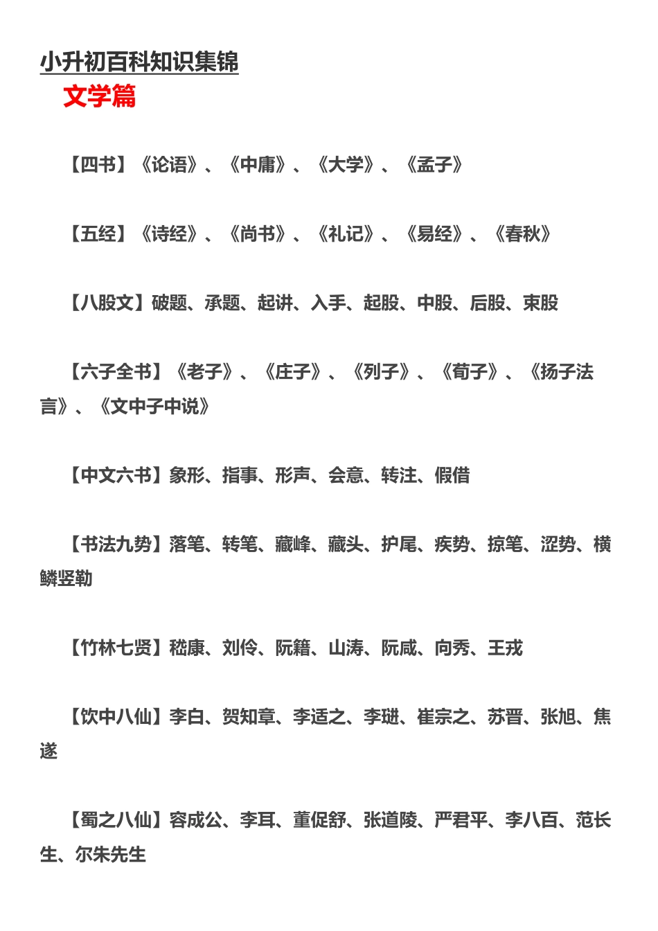 2025年小升初百科知识集锦资料讲解_第2页