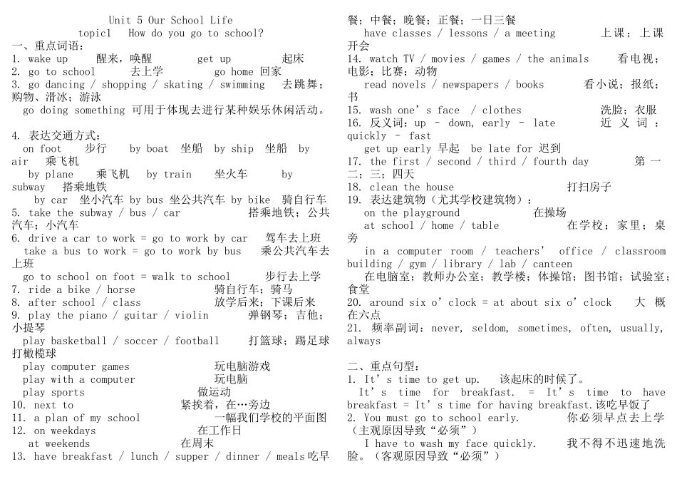 2025年七年级英语下册重要知识点和语法点归纳仁爱版复习过程_第1页