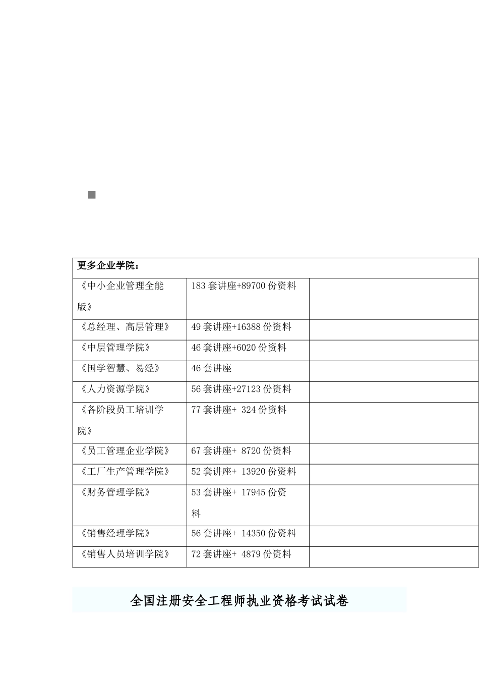 2025年全国注册安全工程师执业资格考试 _第1页