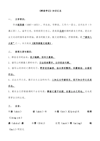 2025年醉翁亭记复习知识点