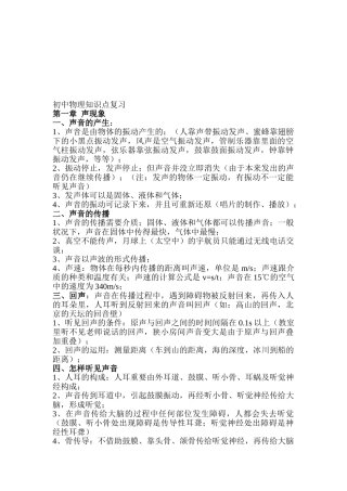 2025年初中物理知识点