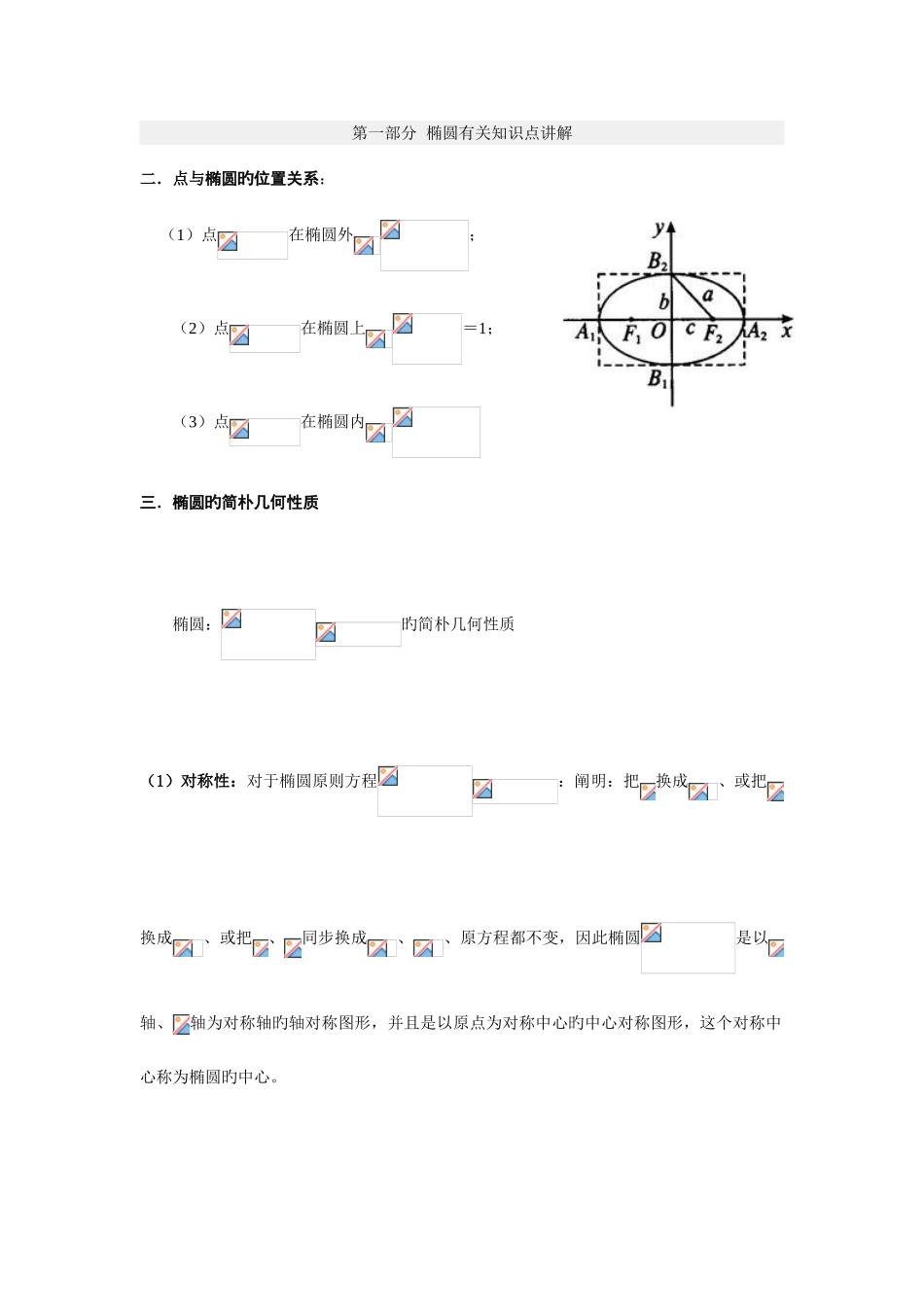 2025年高中椭圆相关知识点复习生_第1页