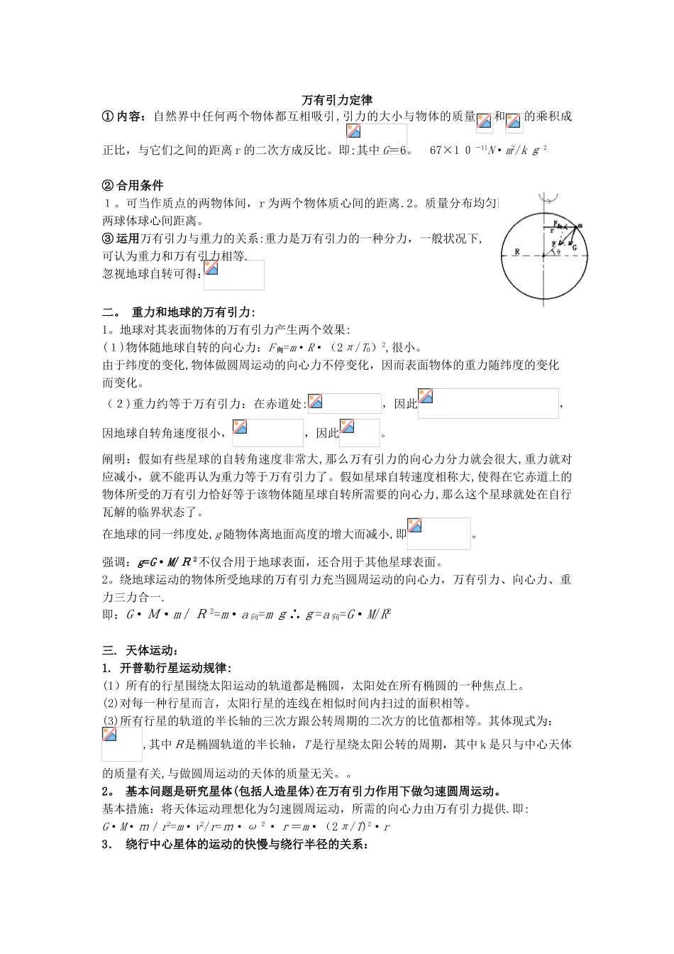 2025年万有引力与航天知识点总结范本_第1页