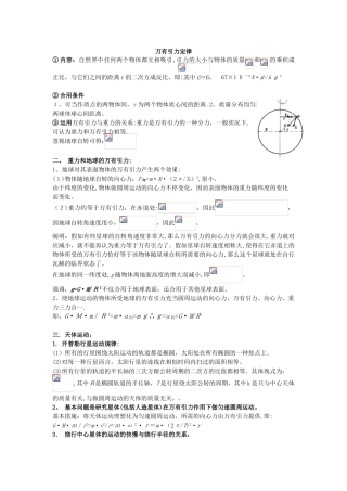 2025年万有引力与航天知识点总结范本