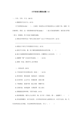 2025年小升初语文模拟试题及答案