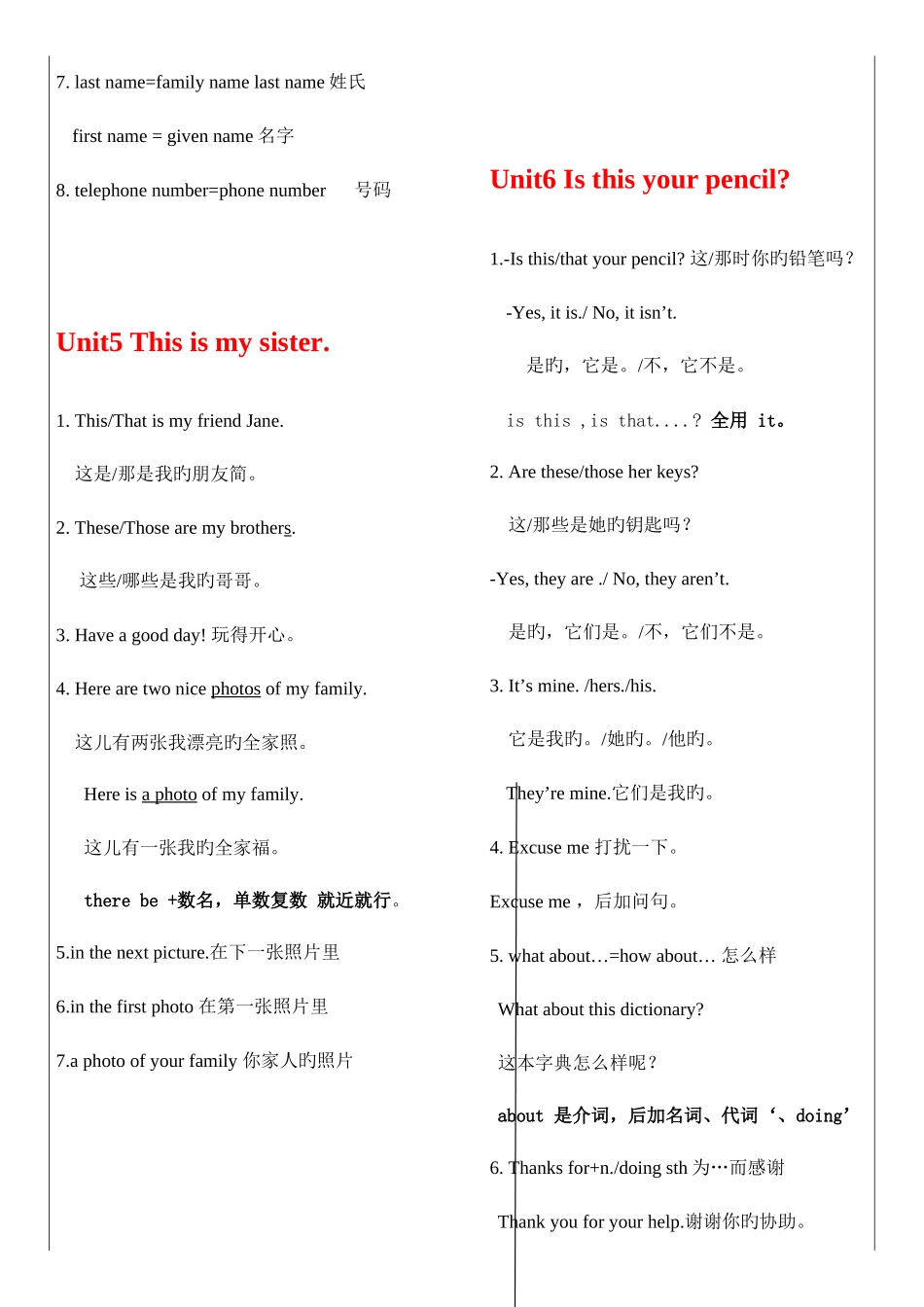 2025年鲁教版英语六年级上册重点句型归纳_第2页