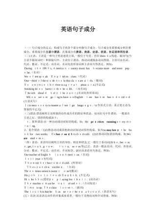 2025年英语划分句子成分知识点总结试卷教案