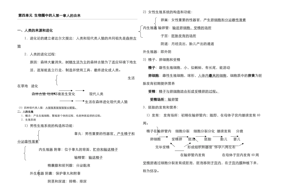 2025年七年级下册生物知识点归纳68569教学内容_第1页