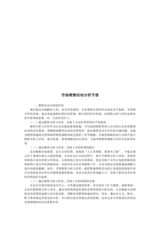 2025年市场销售活动分析手册