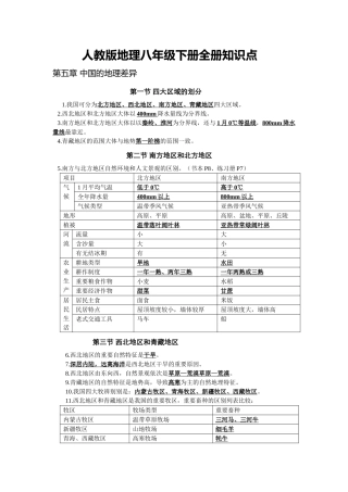 2025年人教版地理八年级下册全册知识点教程文件