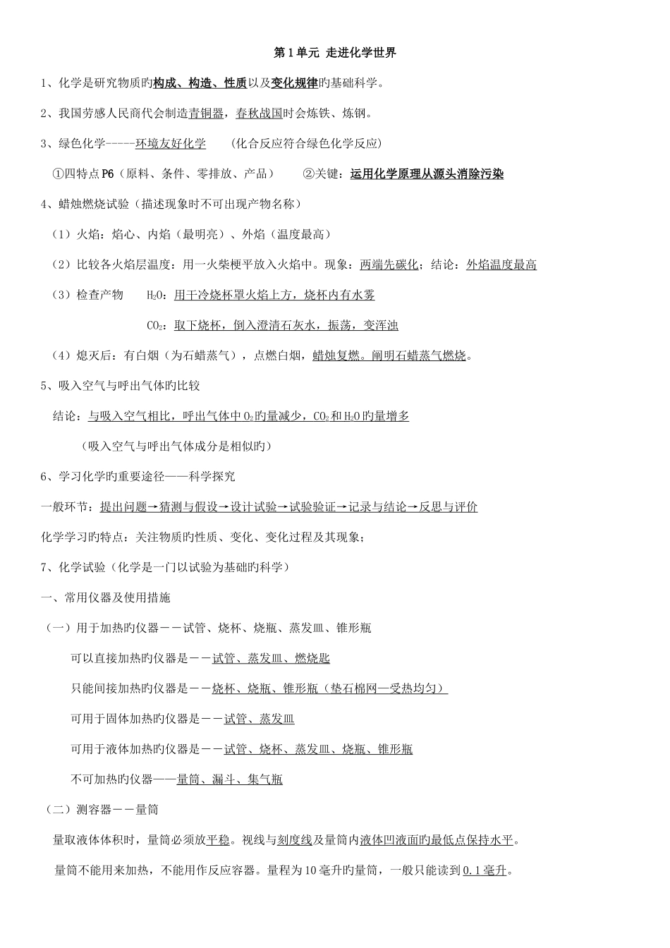 2025年初中化学知识点总结_第1页