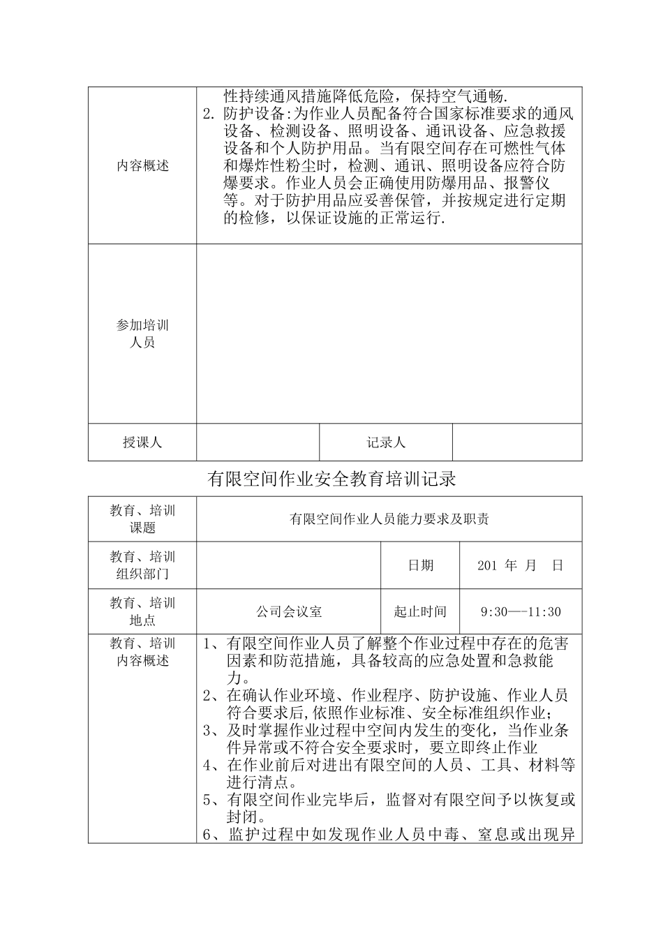 有限空间作业安全教育培训记录_第3页