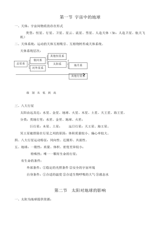 2025年人教版地理必修一第一单元知识点总结教学教材