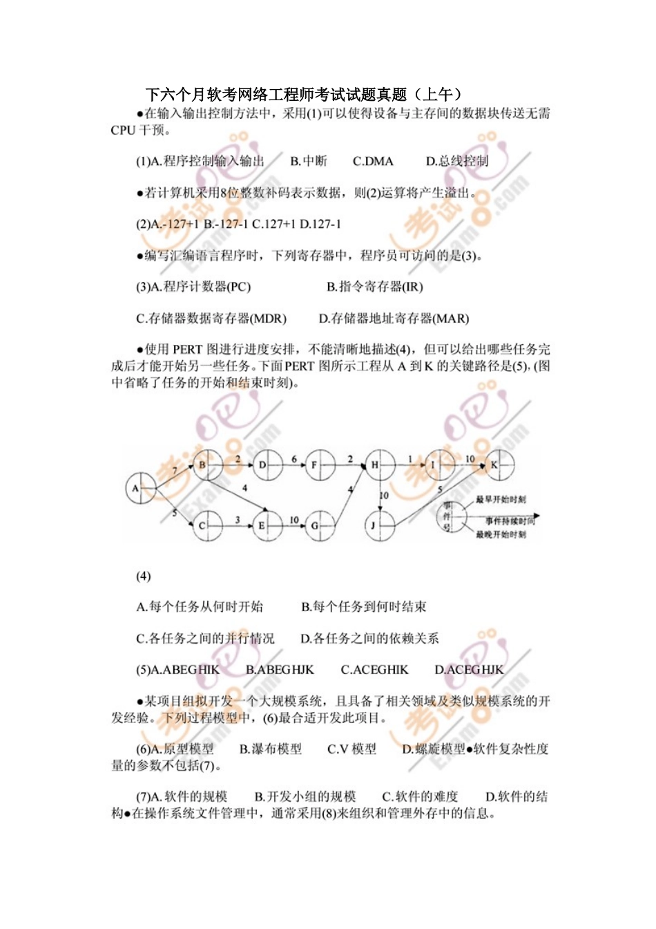 2025年下半年网络工程师考试试题真题上下午_第1页
