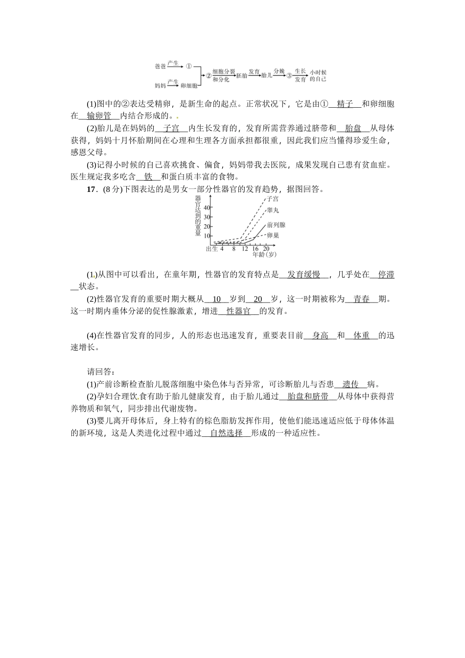 2025年中考生物复习考点跟踪突破第10讲人的由来_第3页