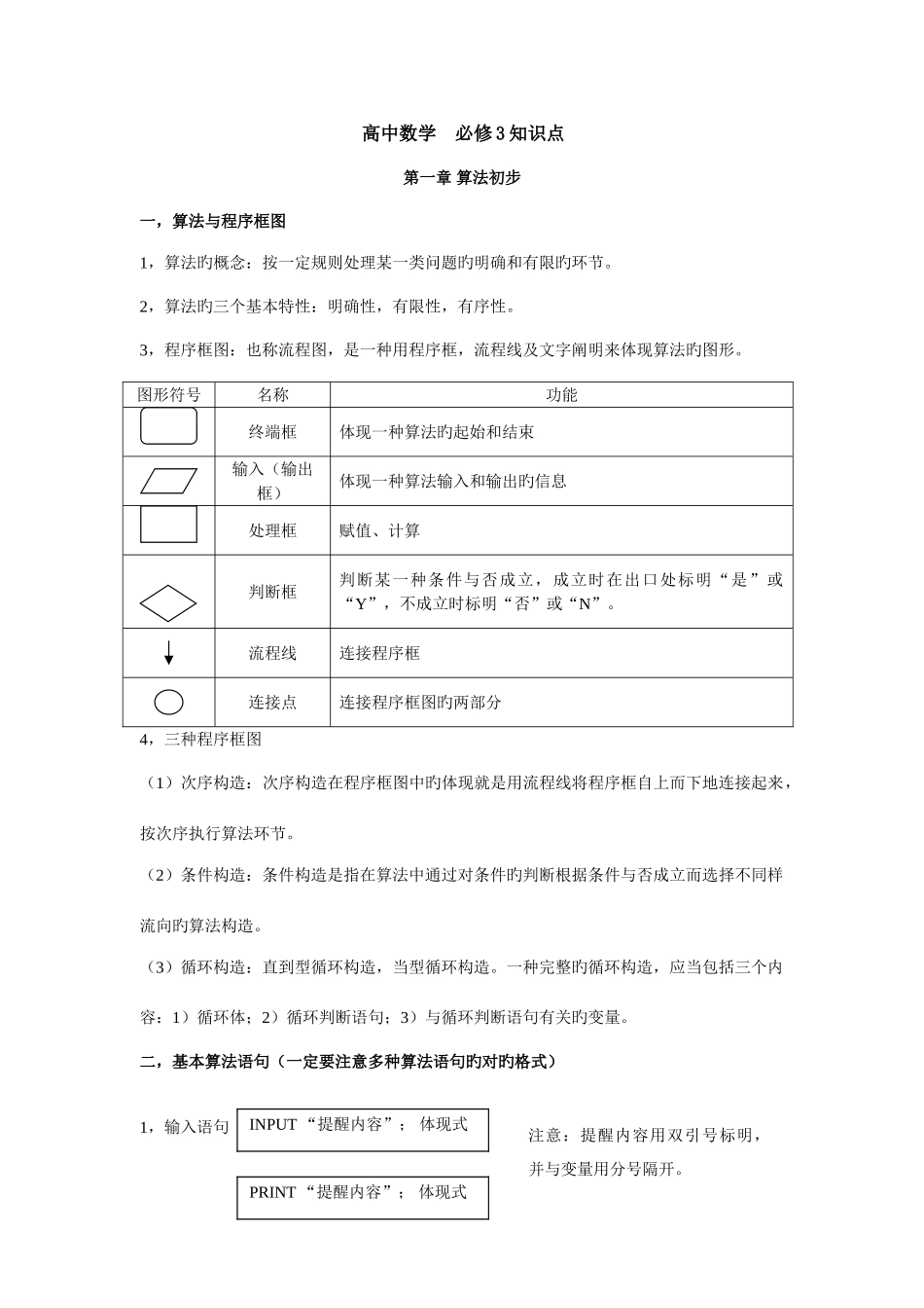 2025年高中数学必修三所有知识点总结和常考题型练习_第1页