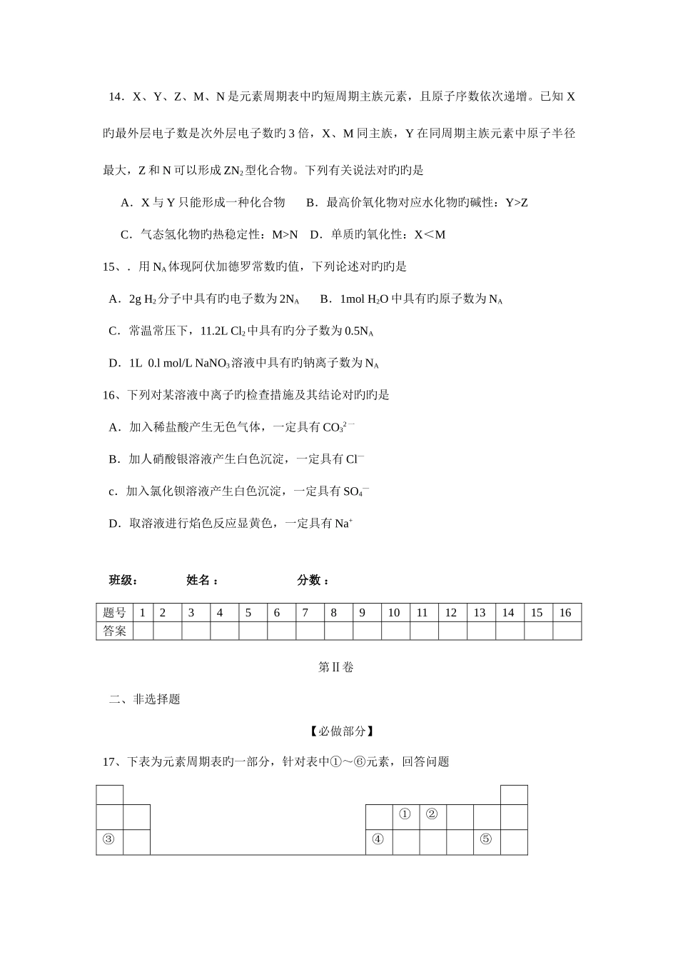 2025年高中学业水平测试化学模拟_第3页