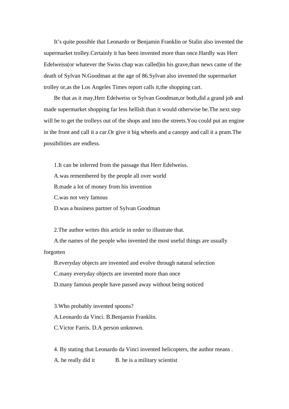 2025年英语四级阅读练习+答案+译文版本_第3页