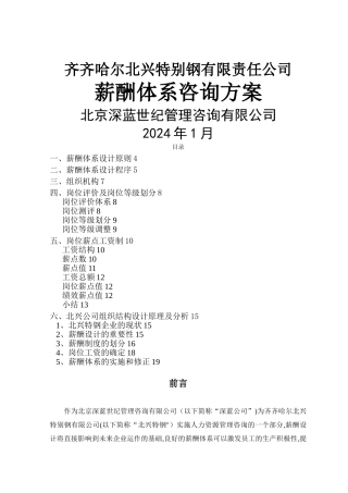 有限责任公司薪酬体系咨询方案