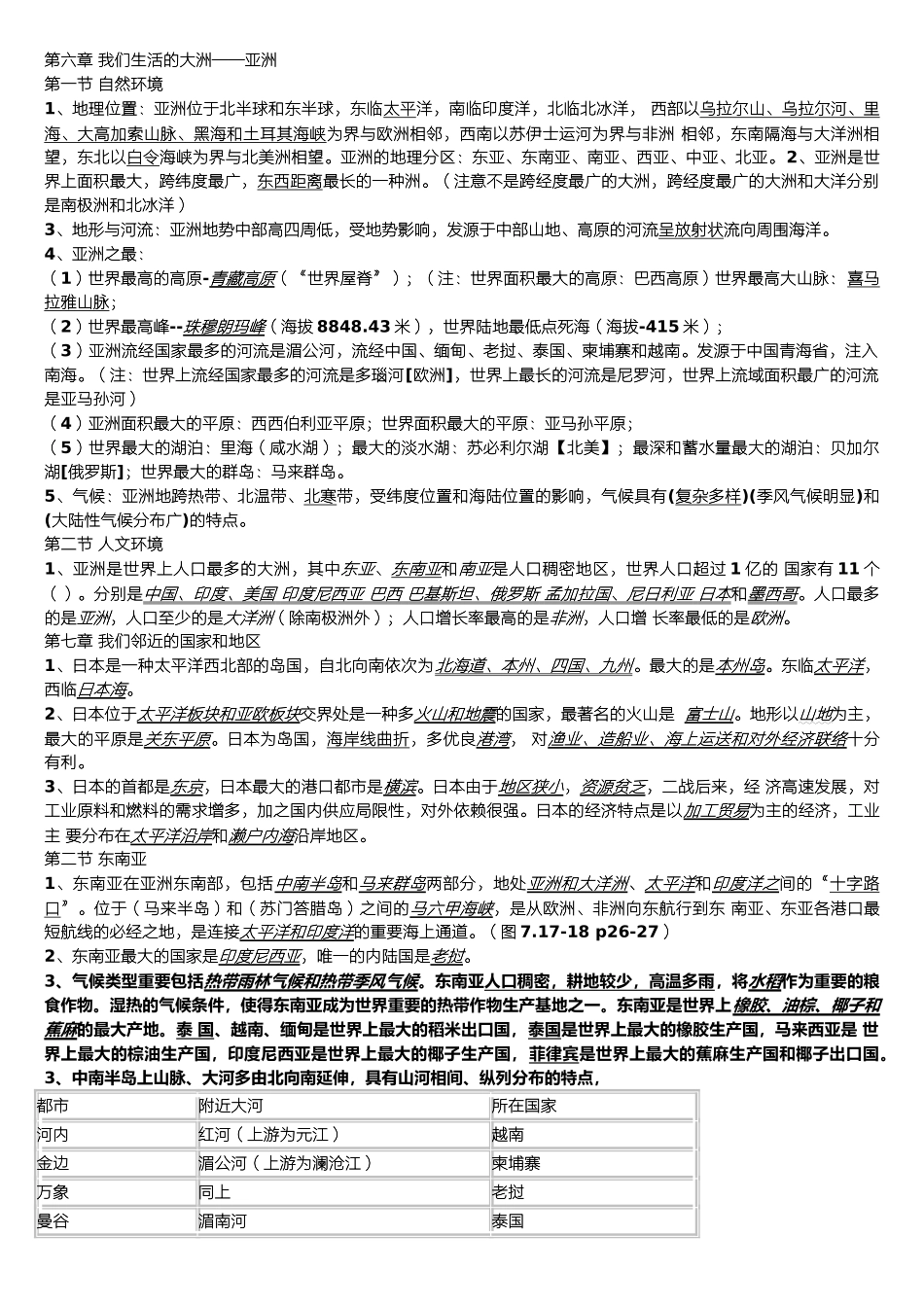 2025年七年级下册地理知识点总结25843教学文稿_第1页