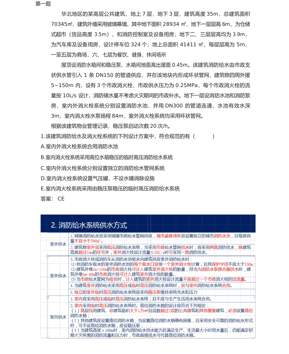 2025年一级注册消防工程师案例分析真题答案解析_第1页