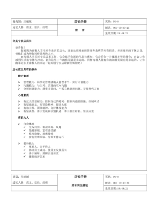 2025年店长的管理手册