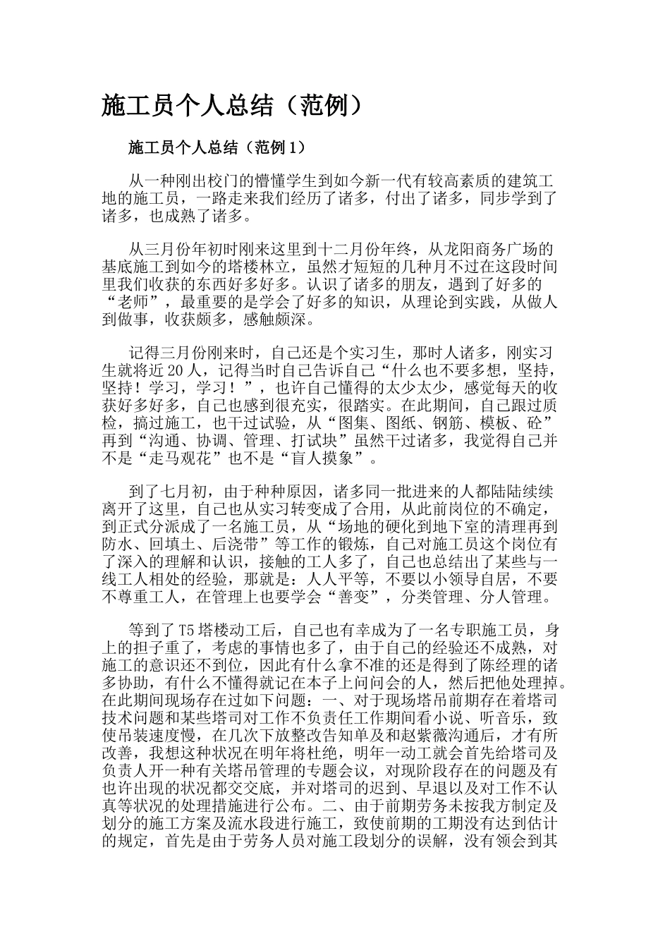 2025年施工员个人总结范例_第1页