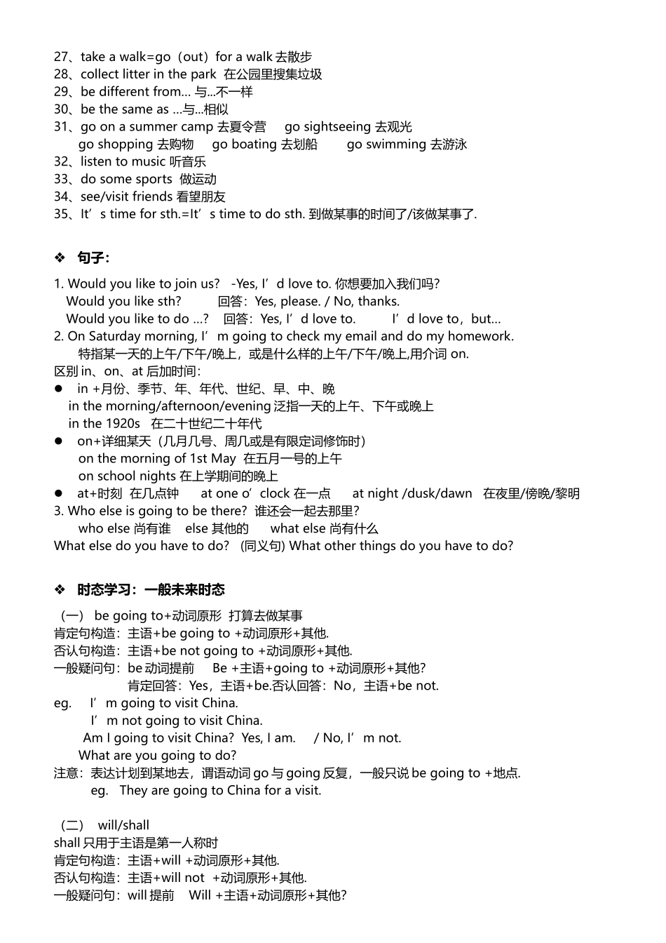 2025年七年级下册Module3Makingplans知识点资料_第2页