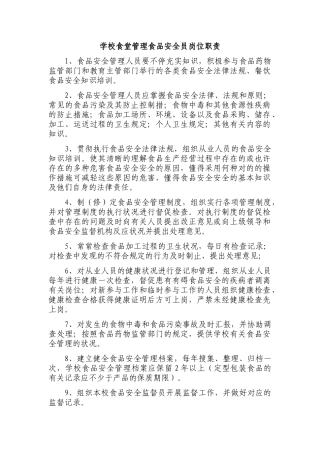 2025年学校食堂管理食品安全员岗位职责