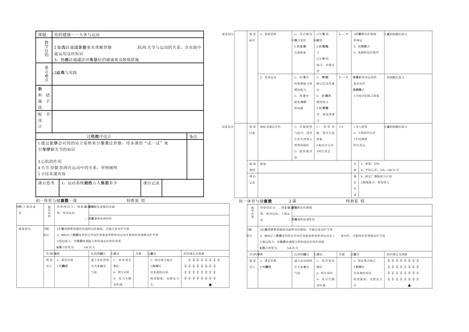 2025年初中七年级全套体育共课_第1页