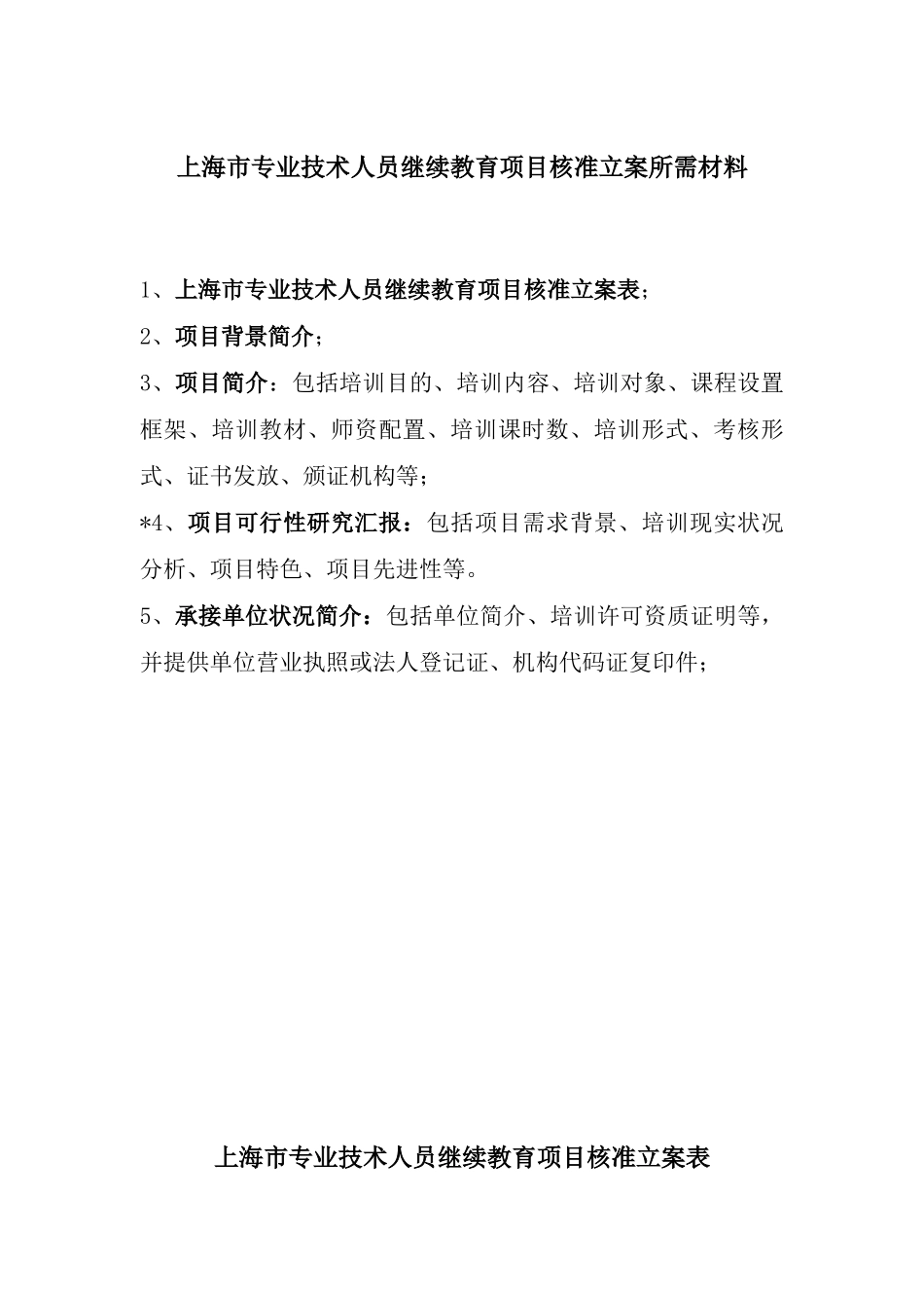 2025年上海市专业技术人员继续教育项目核准备案表_第1页